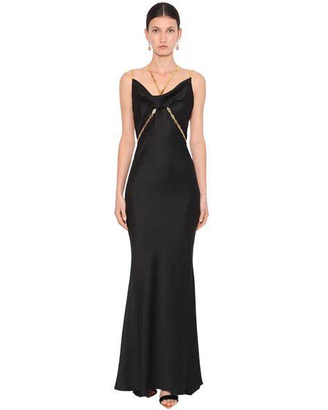 versace long dress black|versace black dress with chains.